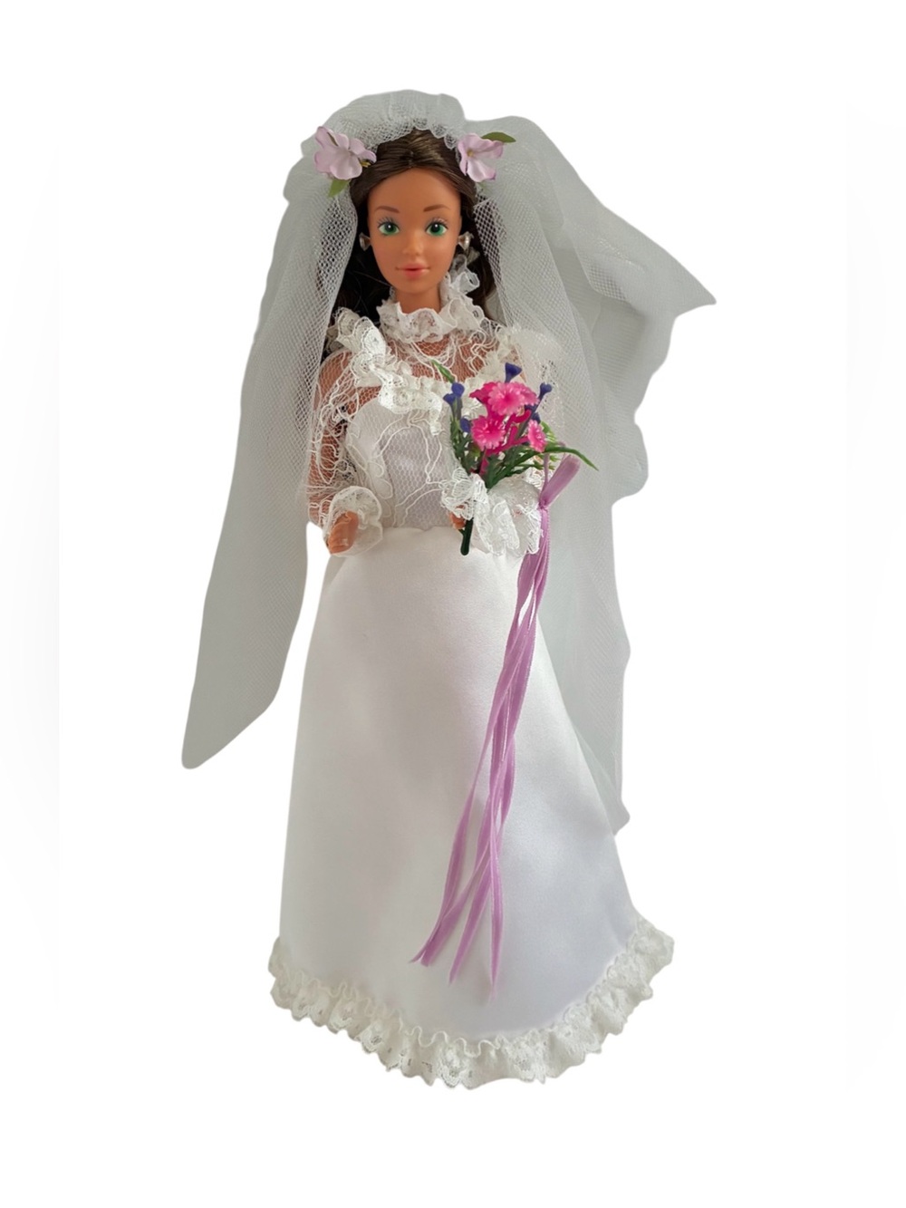 Mattel Vintage 80s Tracey Bride Fashion Doll Steffie Face Wedding Dress Flowers